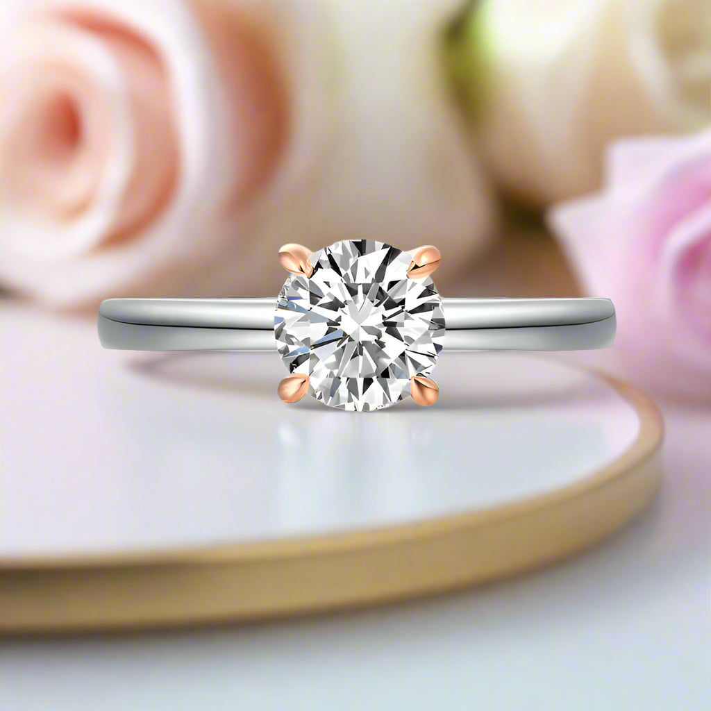 14k Two-Tone Gold 1.0 Ct Lab Grown Diamond Engagement Ring-Black Diamonds New York