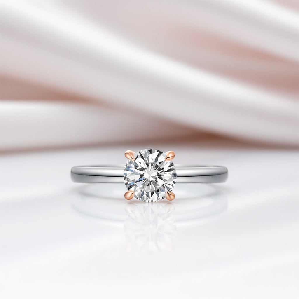 14k Two-Tone Gold 1.0 Ct Lab Grown Diamond Option Engagement Ring-Black Diamonds New York