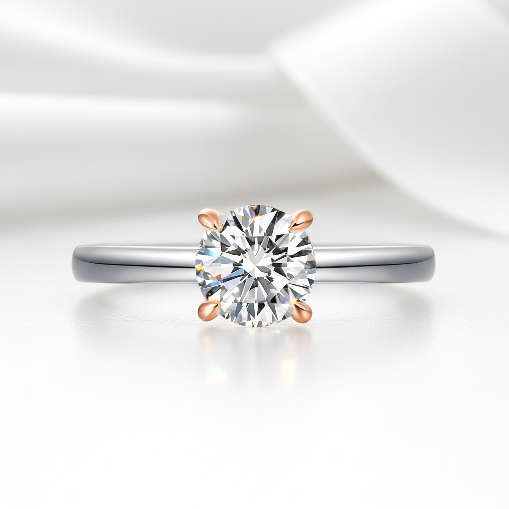 14k Two-Tone Gold 1.0 Ct Lab Grown Diamond Option Engagement Ring-Black Diamonds New York