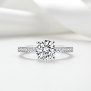 14k White Gold 1.0 Ct Round Lab-Grown Diamond Option Engagement Ring-Black Diamonds New York