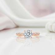 14k White Gold 1.0 Ct Round Lab-Grown Diamond Option Engagement Ring-Black Diamonds New York