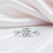14k White Gold 1.0 Ct Round Diamond Option Split Shank Engagement Ring-Black Diamonds New York