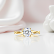 14k White Gold 1.0 Ct Round Diamond Option Split Shank Engagement Ring-Black Diamonds New York