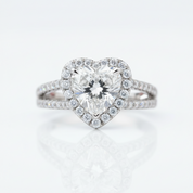 14k White Gold 2.0 Ct 8.5mm Heart Shaped Diamond Option Halo Engagement Ring-Black Diamonds New York