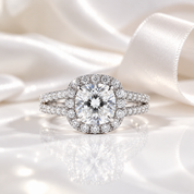 14k White Gold 2.0 Ct Cushion Cut Diamond Option Split Band Halo Engagement Ring-Black Diamonds New York