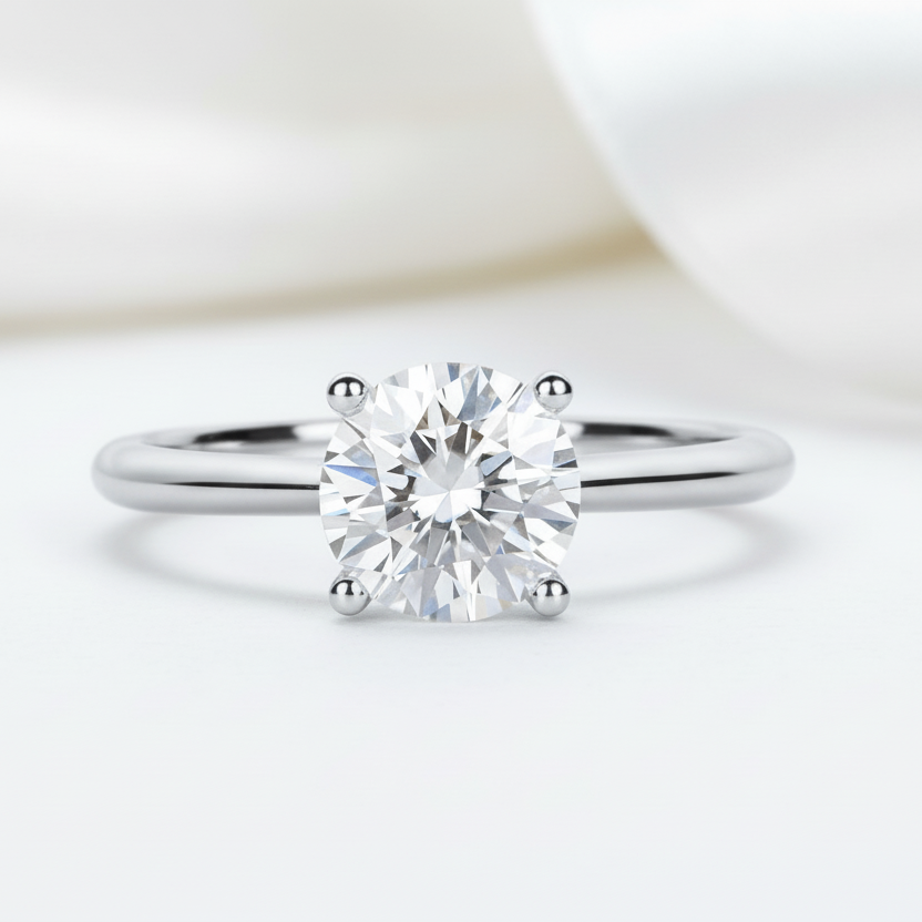 14k White Gold 2.5 Ct Round Cut Diamond Option Engagement Ring-Black Diamonds New York