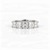 14k White Gold 3.0 Ct Asscher Cut Diamond Option Half Eternity Wedding Band-Black Diamonds New York