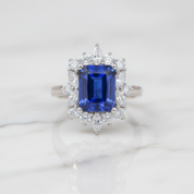 14k White Gold 3.0 Ct Blue Sapphire Diamond Option Engagement Ring-Black Diamonds New York