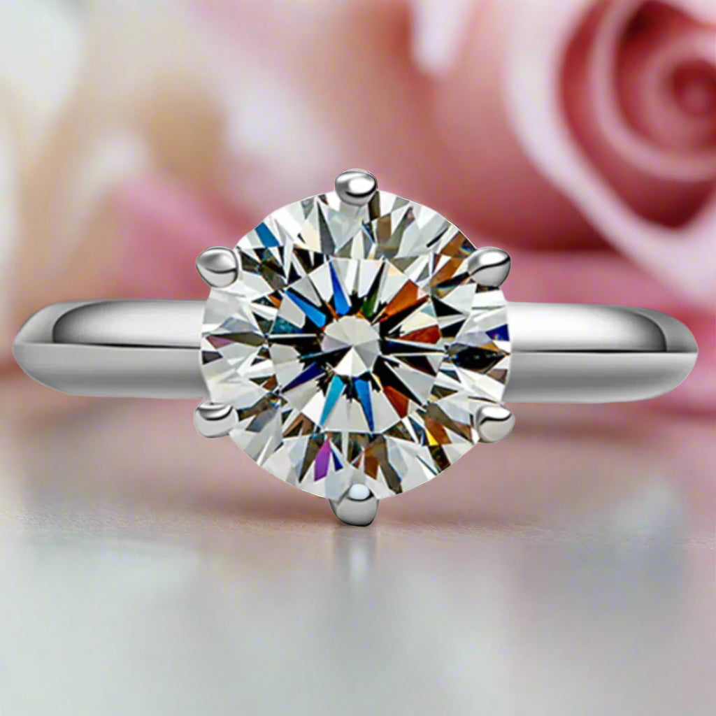 14k White Gold 3.0 Ct Diamond Solitaire Engagement Ring-Black Diamonds New York