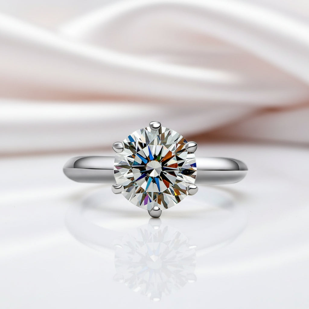 14k White Gold 3.0 Ct Diamond Option Solitaire Engagement Ring-Black Diamonds New York