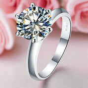 14k White Gold 3.0 Ct Diamond Solitaire Engagement Ring-Black Diamonds New York