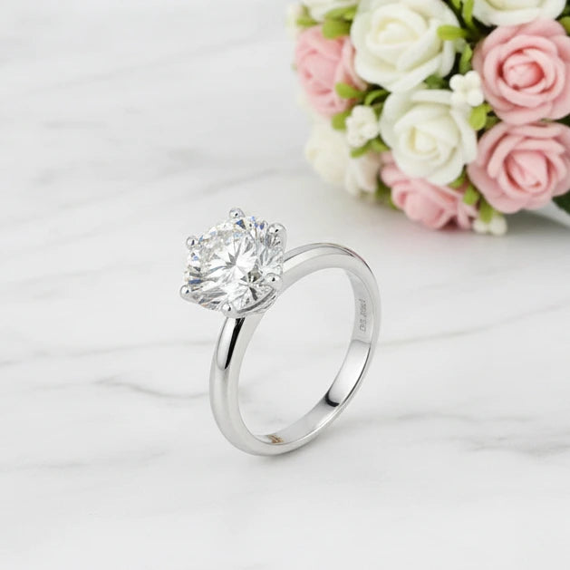 14k White Gold 3.0 Ct Diamond Option Solitaire Engagement Ring-Black Diamonds New York