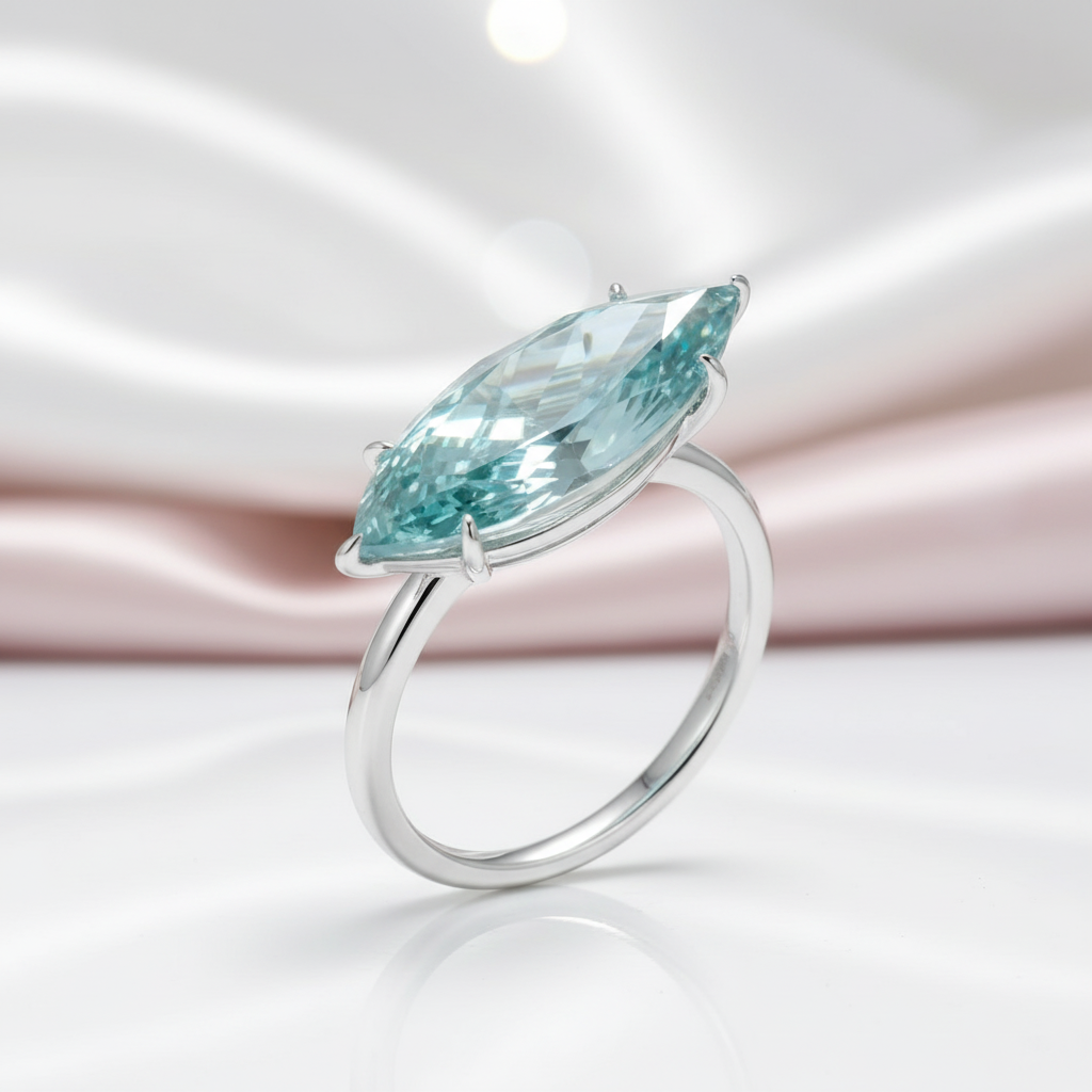14k White Gold 3.0 Ct Marquise Cut Diamond Option Engagement Ring-Black Diamonds New York