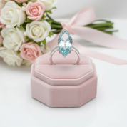 14k White Gold 3.0 Ct Marquise Cut Diamond Engagement Ring-Black Diamonds New York