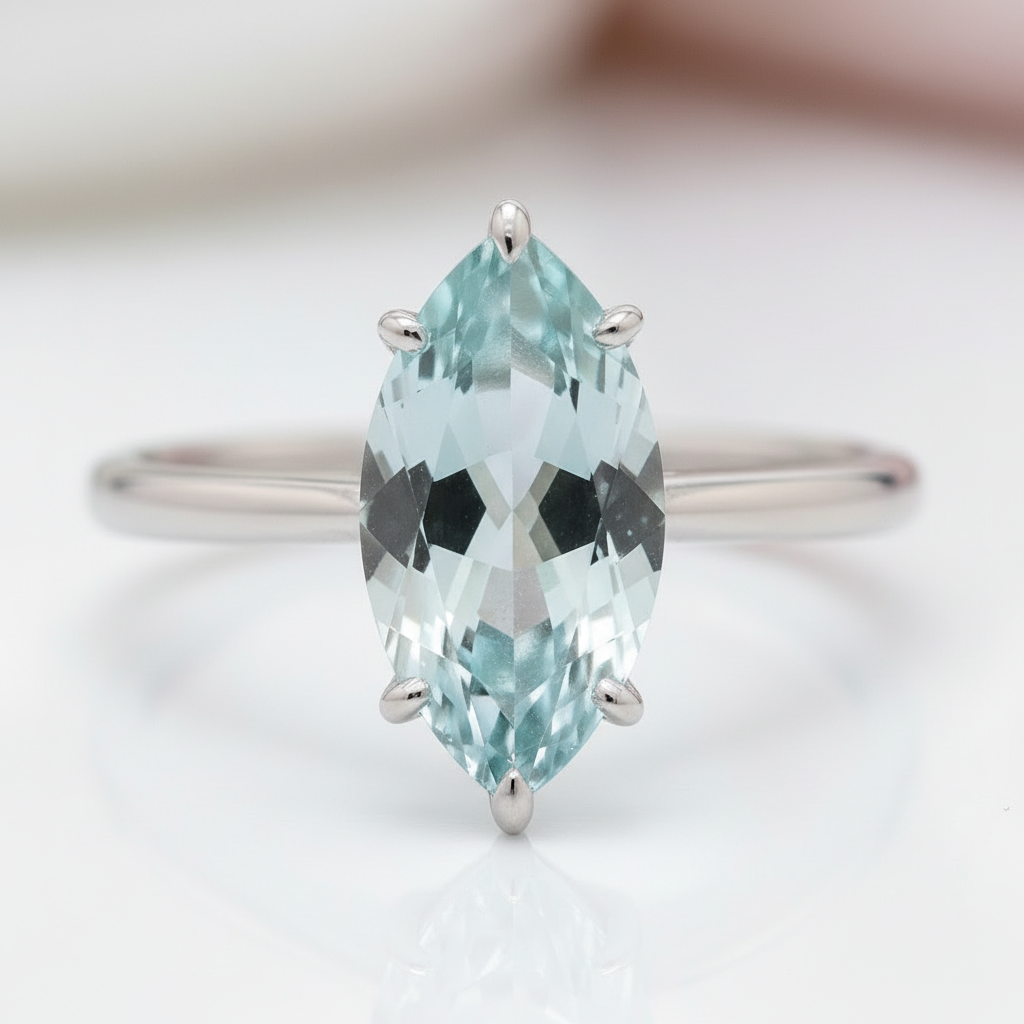 14k White Gold 3.0 Ct Marquise Cut Diamond Engagement Ring-Black Diamonds New York