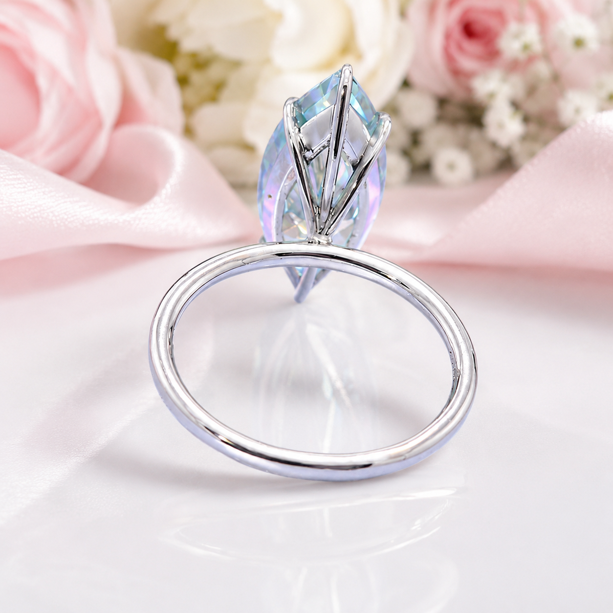 14k White Gold 3.0 Ct Marquise Cut Diamond Option Engagement Ring-Black Diamonds New York
