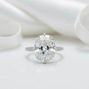 14k White Gold Cushion Cut Diamond Hidden Halo Engagement Ring-Black Diamonds New York