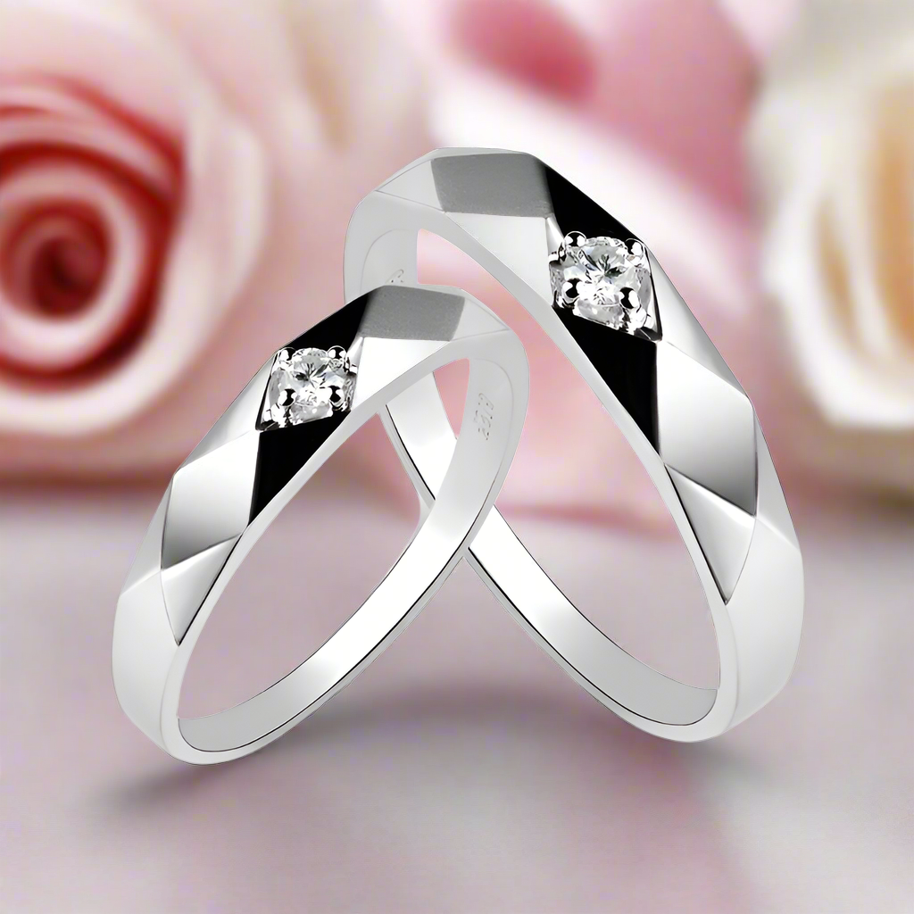 14k White Gold Rhombus Round Diamond Engagement Ring-Black Diamonds New York