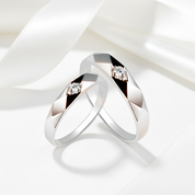 14k White Gold Rhombus Round Diamond Engagement Ring