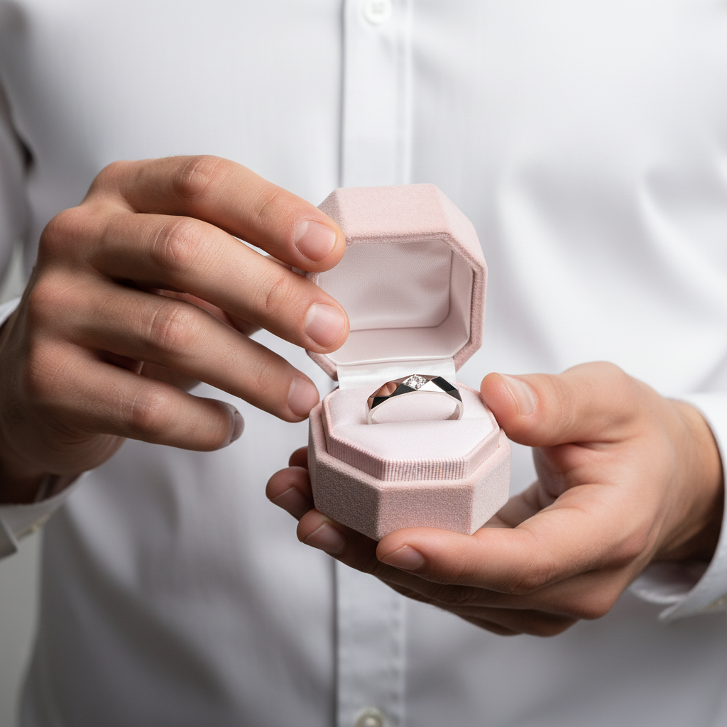 14k White Gold Rhombus Round Diamond Engagement Ring