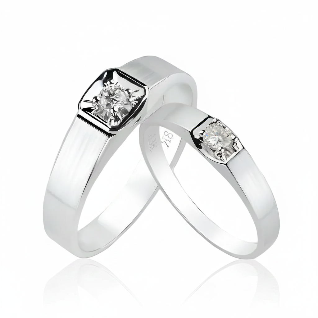14k White Gold Round Diamond Option Casual Engagement Ring-Black Diamonds New York
