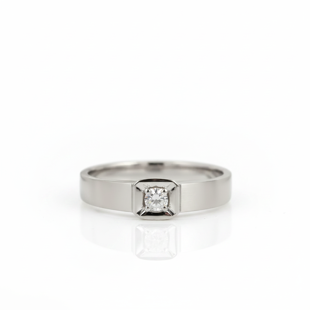 14k White Gold Round Diamond Option Casual Engagement Ring-Black Diamonds New York