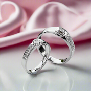 14k White Gold Round Diamond Classic Engagement Ring-Black Diamonds New York