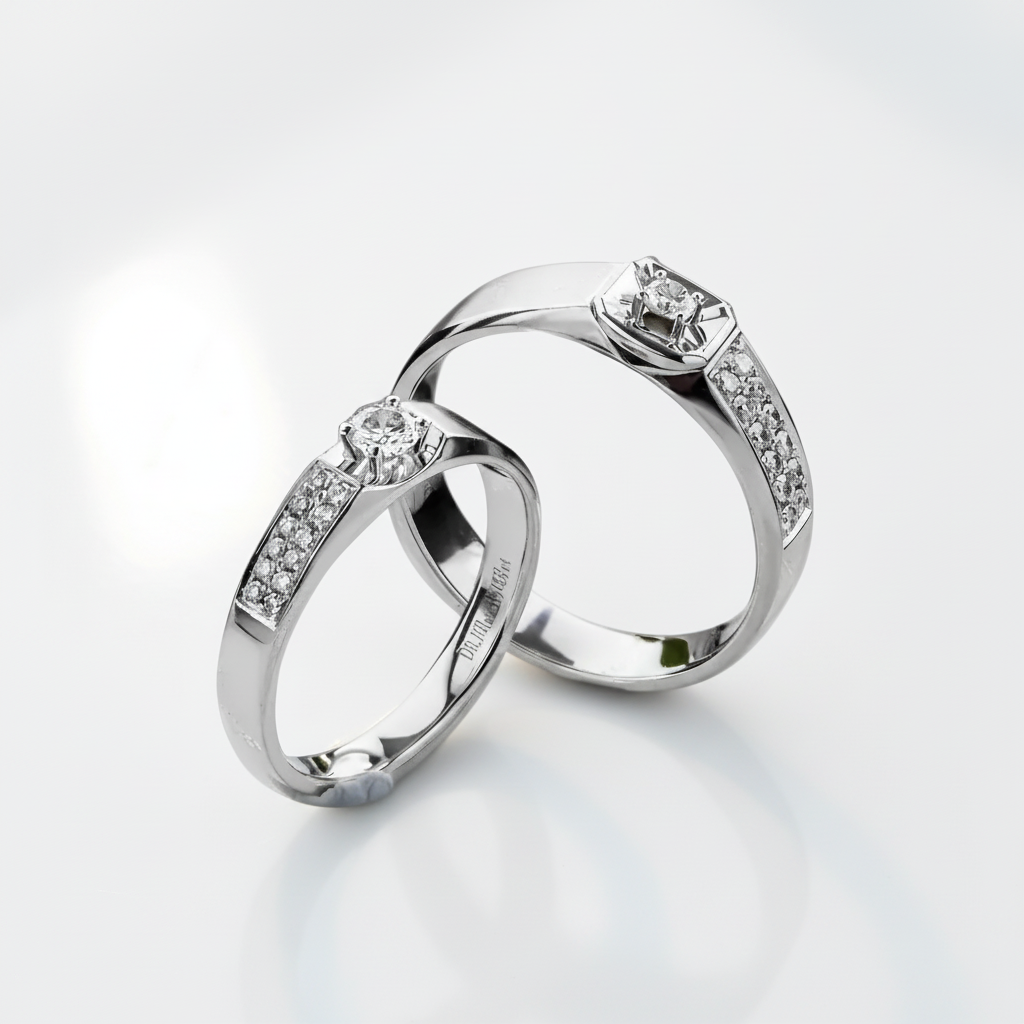 14k White Gold Round Diamond Option Classic Engagement Ring-Black Diamonds New York