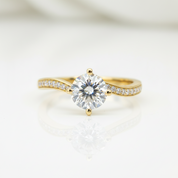 14k Yellow Gold 1.0 Ct D Color Diamond Option Engagement Ring-Black Diamonds New York