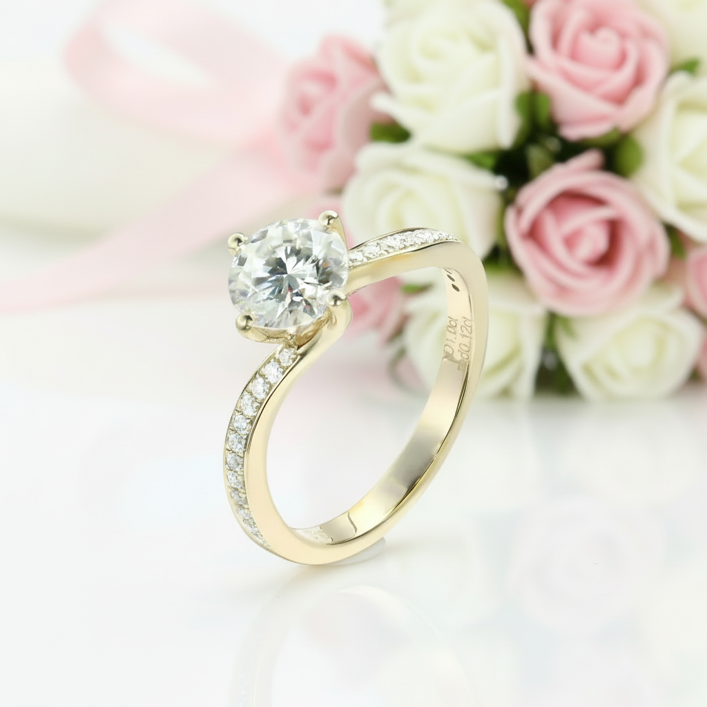 14k Yellow Gold 1.0 Ct D Color Diamond Option Engagement Ring-Black Diamonds New York