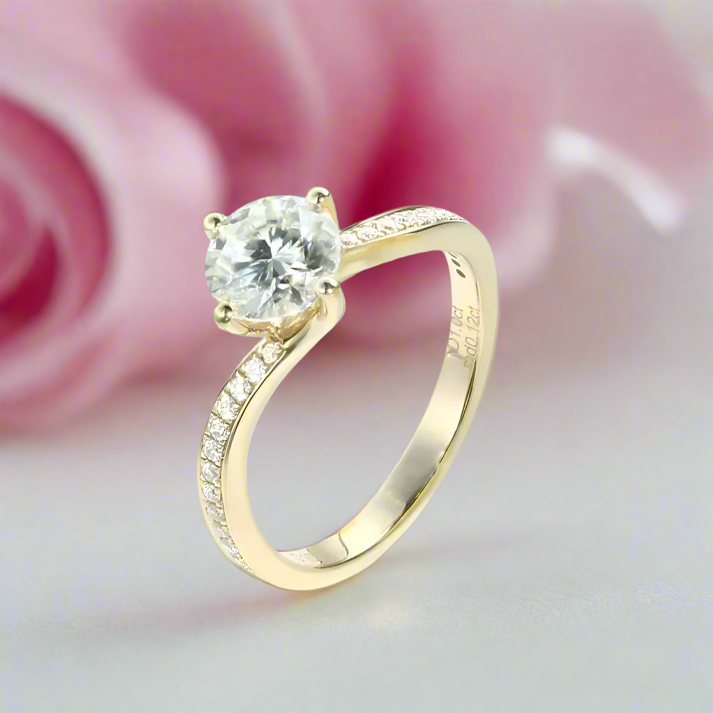 14k Yellow Gold 1.0 Ct D Color Diamond Engagement Ring-Black Diamonds New York