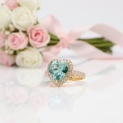 14k Yellow Gold 4.0CT Heart Cut Classic Diamond Option Engagement Ring-Black Diamonds New York