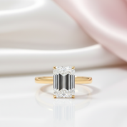 14k Yellow Gold 4.0 Carat Emerald Cut Diamond Option Engagement Ring-Black Diamonds New York