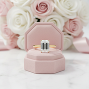 14k Yellow Gold 4.0 Carat Emerald Cut Diamond Option Engagement Ring-Black Diamonds New York