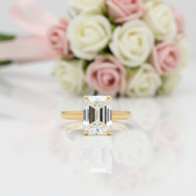 14k Yellow Gold 4.0 Carat Emerald Cut Diamond Option Engagement Ring-Black Diamonds New York