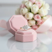 14k Yellow Gold Emerald Cut Diamond Baguette Engagement Ring-Black Diamonds New York