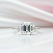 14k Yellow Gold Emerald Cut Diamond Baguette Engagement Ring-Black Diamonds New York