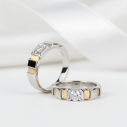 14k Yellow and White Gold Round Diamond Classic Engagement Ring