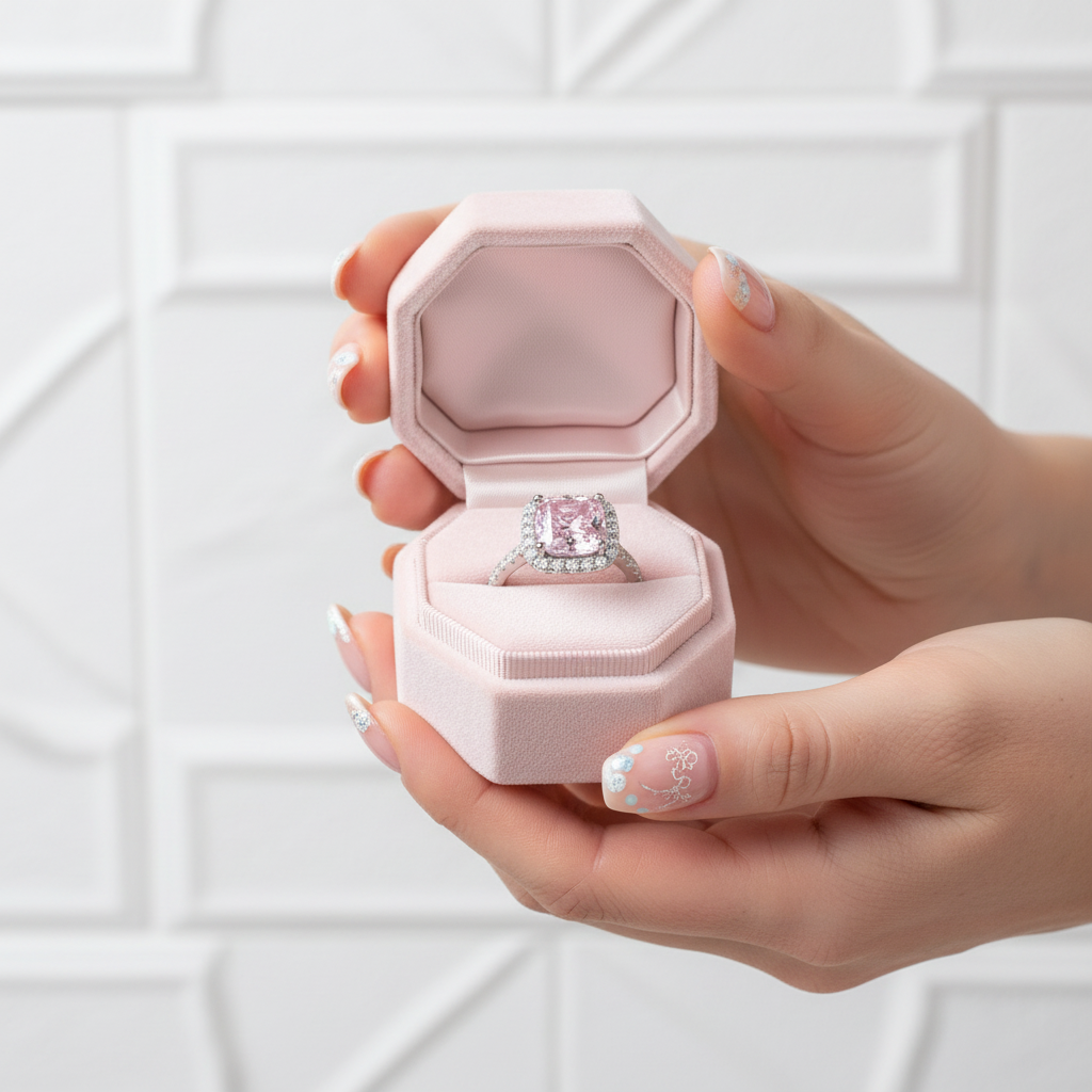 1.5 Carat Cushion Cut Pink Halo Engagement Ring-Black Diamonds New York