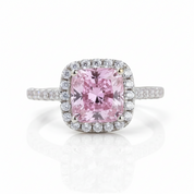 1.5 Carat Cushion Cut Pink Halo Engagement Ring-Black Diamonds New York