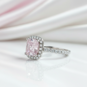1.5 Carat Cushion Cut Pink Halo Engagement Ring-Black Diamonds New York