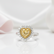 1.5 Carat Halo Heart Shaped Yellow Sapphire Engagement Ring-Black Diamonds New York