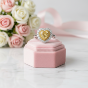 1.5 Carat Halo Heart Shaped Yellow Sapphire Engagement Ring-Black Diamonds New York