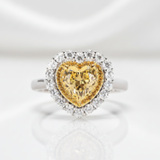1.5 Carat Halo Heart Shaped Yellow Sapphire Engagement Ring-Black Diamonds New York