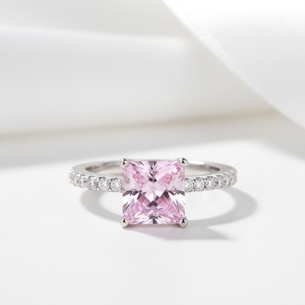 1.5 Ct Fancy Pink Diamond Option Engagement Ring-Black Diamonds New York