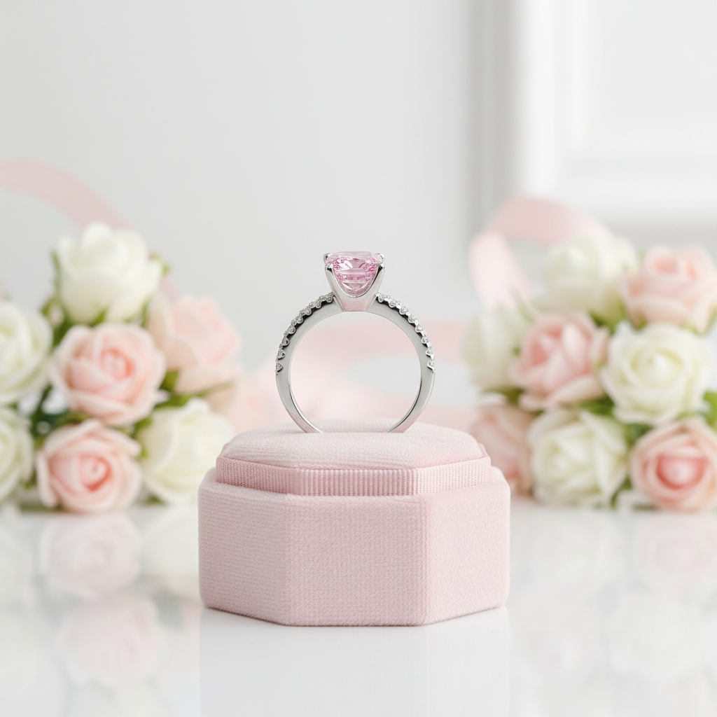 1.5 Ct Fancy Pink Diamond Option Engagement Ring-Black Diamonds New York