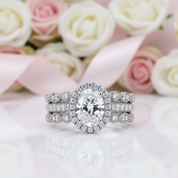 1.5 Ct Oval Cut Diamond Option Engagement Ring Set-Black Diamonds New York