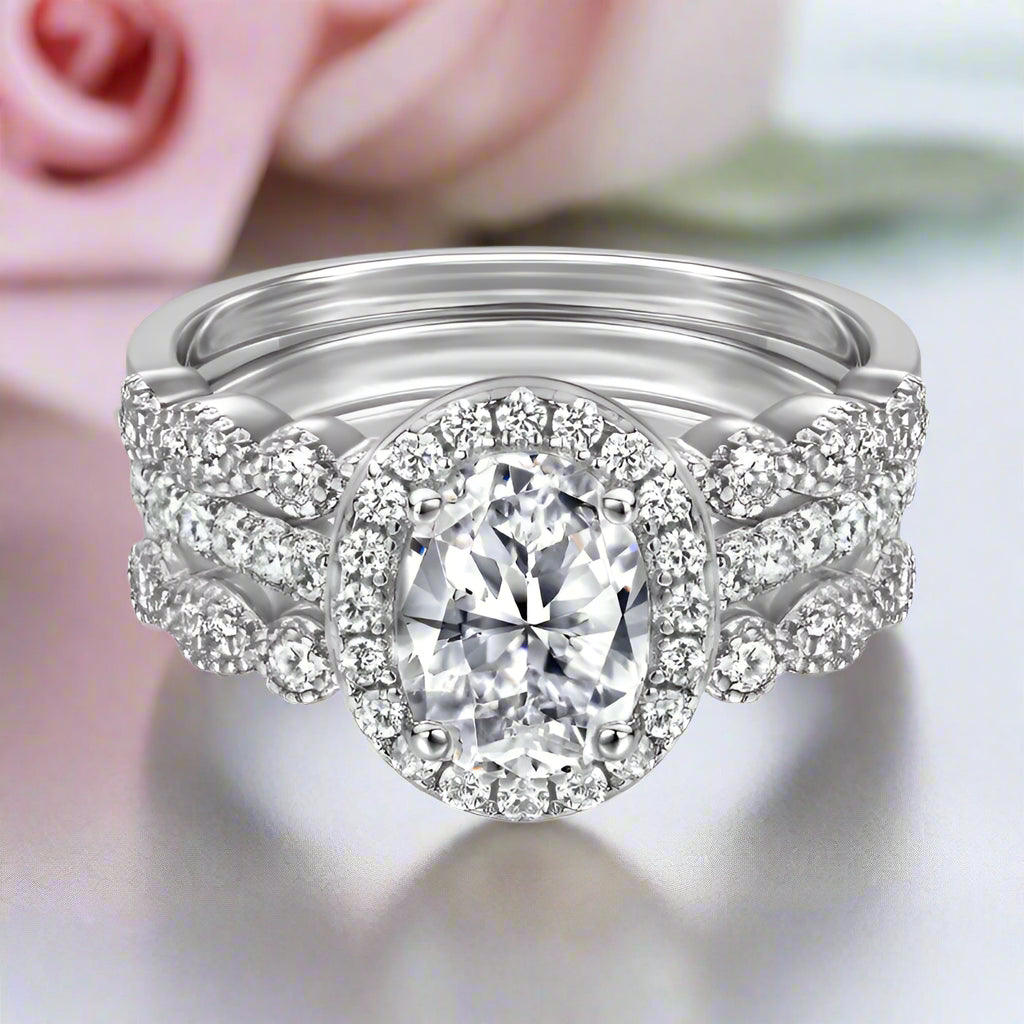 1.5 Ct Oval Cut Diamond Engagement Ring Set-Black Diamonds New York