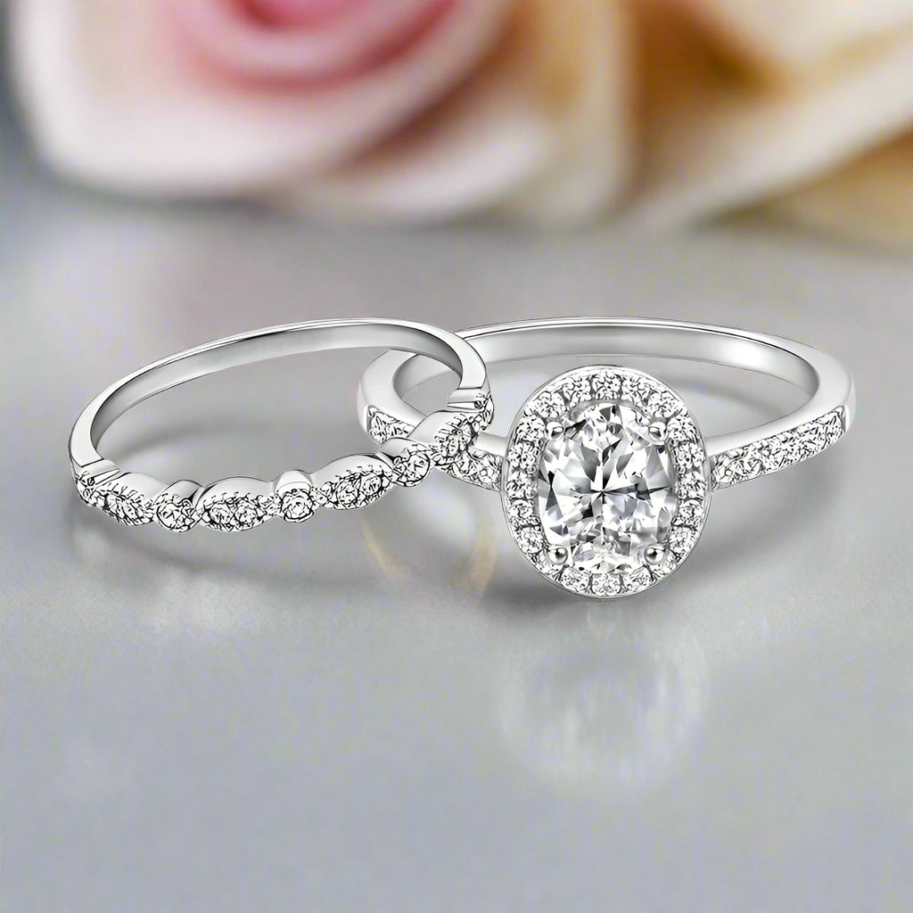 1.5 Ct Oval Cut Diamond Engagement Ring Set-Black Diamonds New York