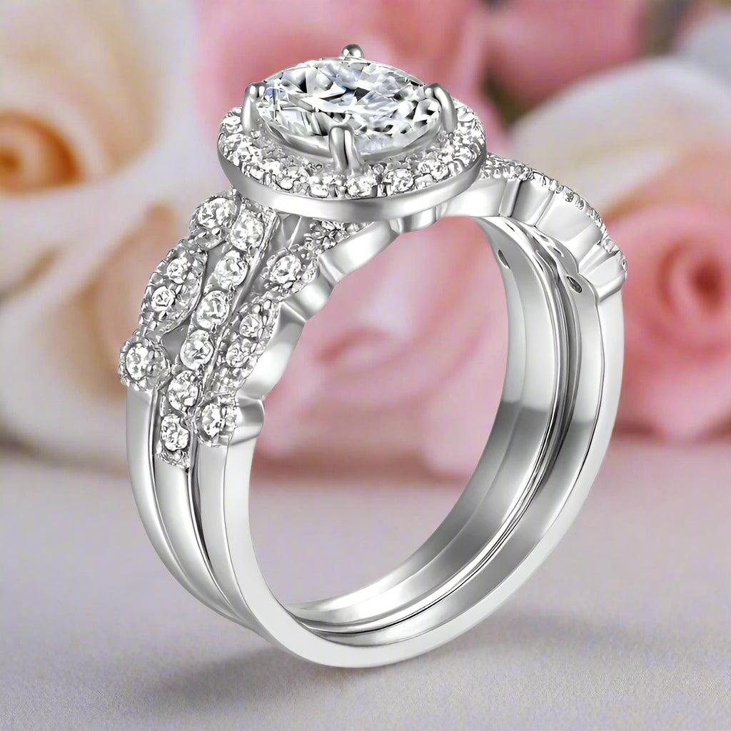 1.5 Ct Oval Cut Diamond Engagement Ring Set-Black Diamonds New York